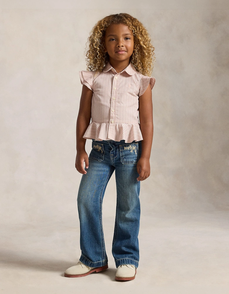Ralph Lauren Girls Cotton Dobby Blouse in Pink