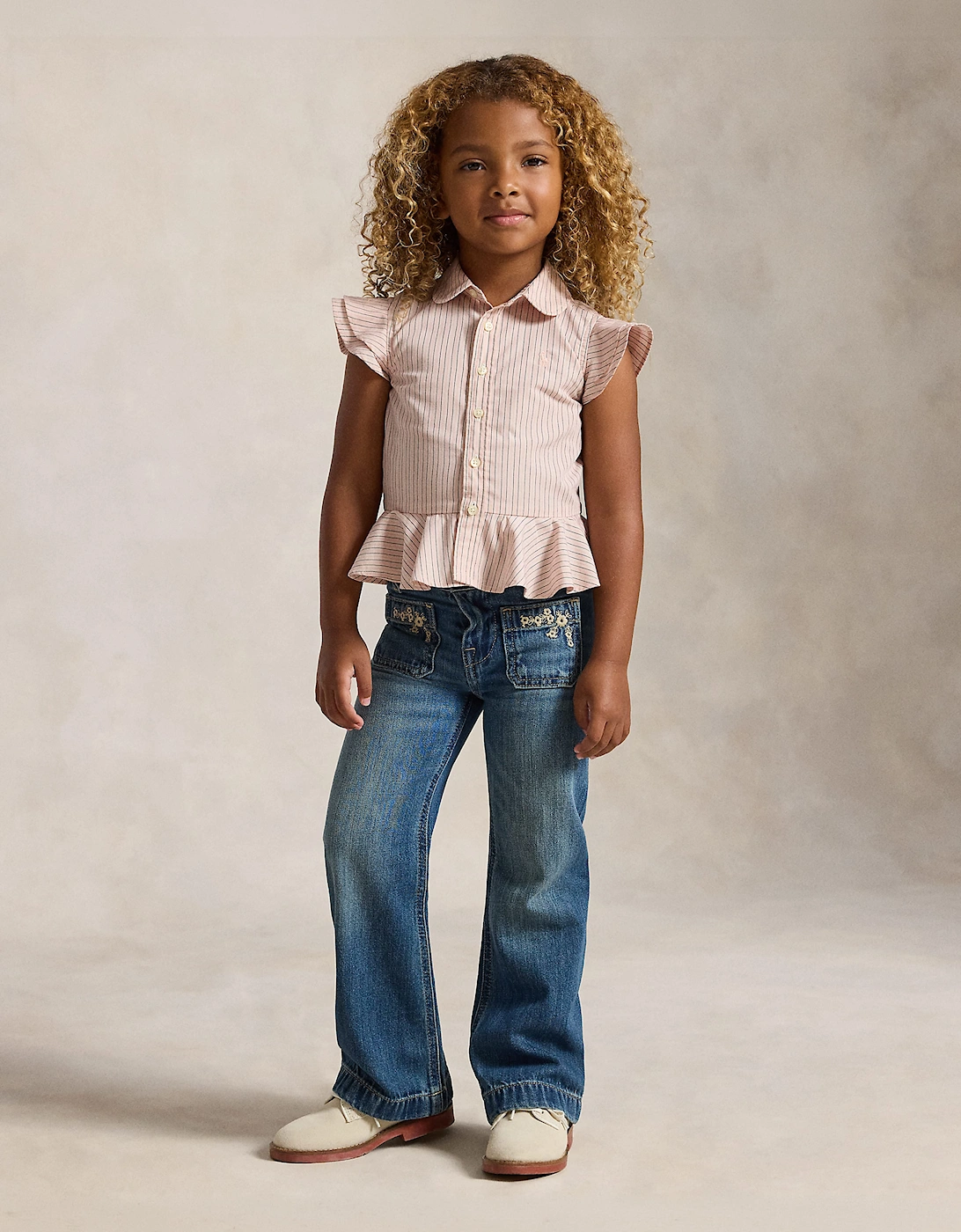 Ralph Lauren Girls Cotton Dobby Blouse in Pink