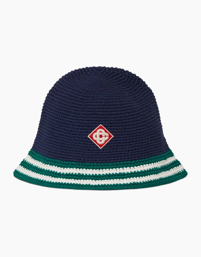 CASABLANCA STRIPE CROTCHET HAT NAVY