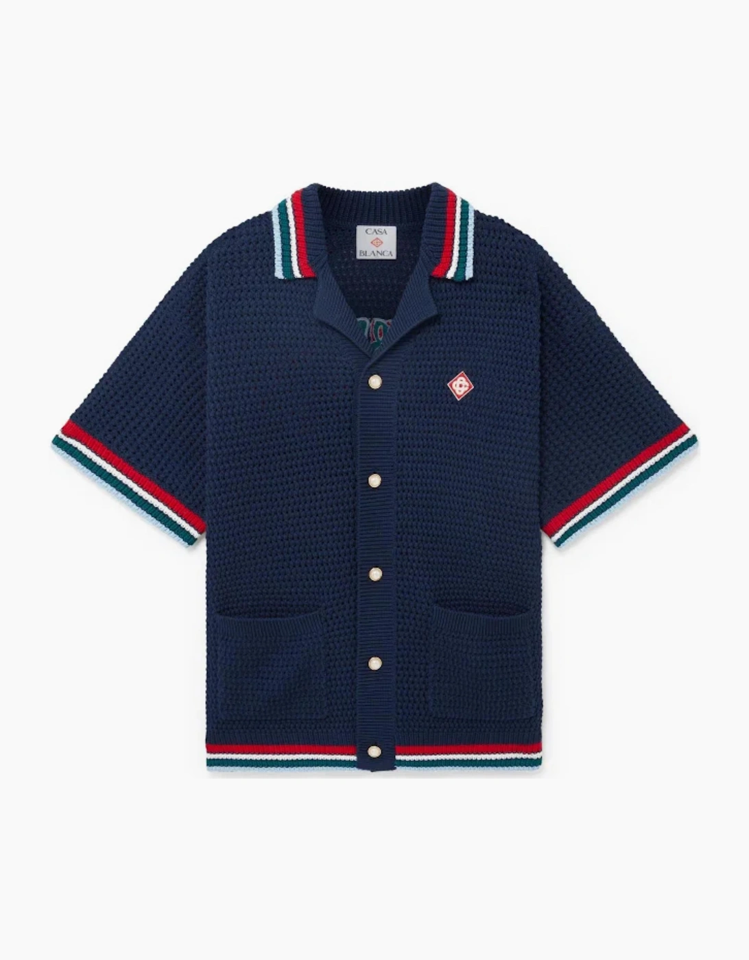 CASABLANCA GOTHIC SHORT SLEEVE CROTCHET SHIRT NAVY
