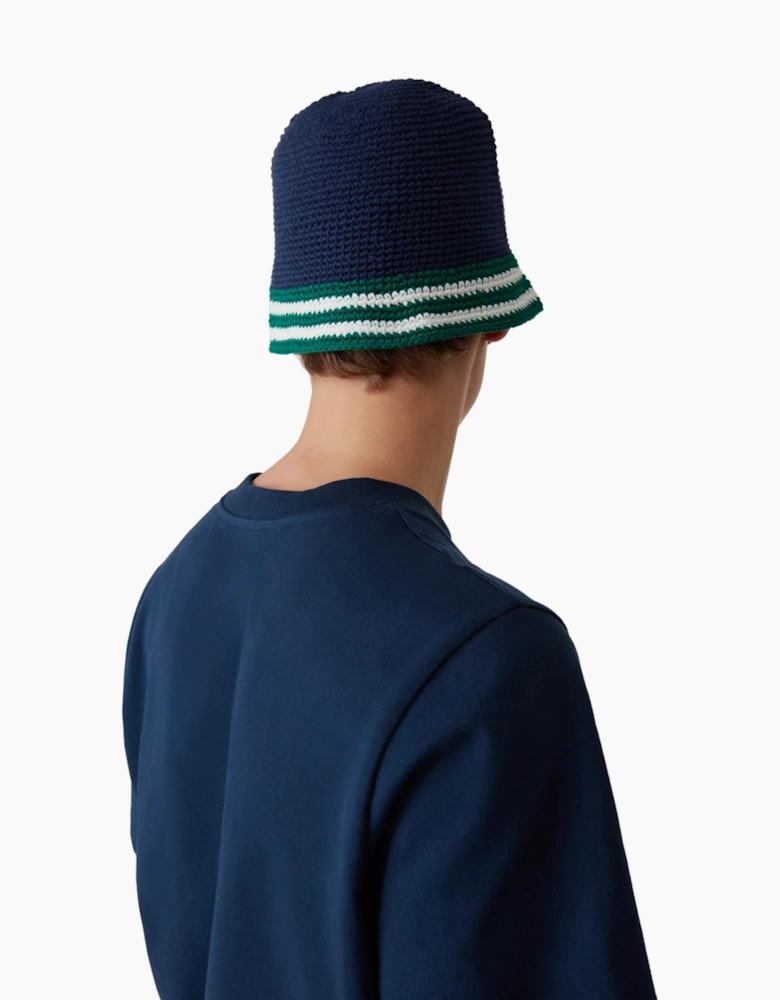 CASABLANCA STRIPE CROTCHET HAT NAVY