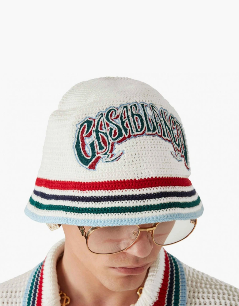 CASABLANCA GOTHIC CROTCHET HAT WHITE