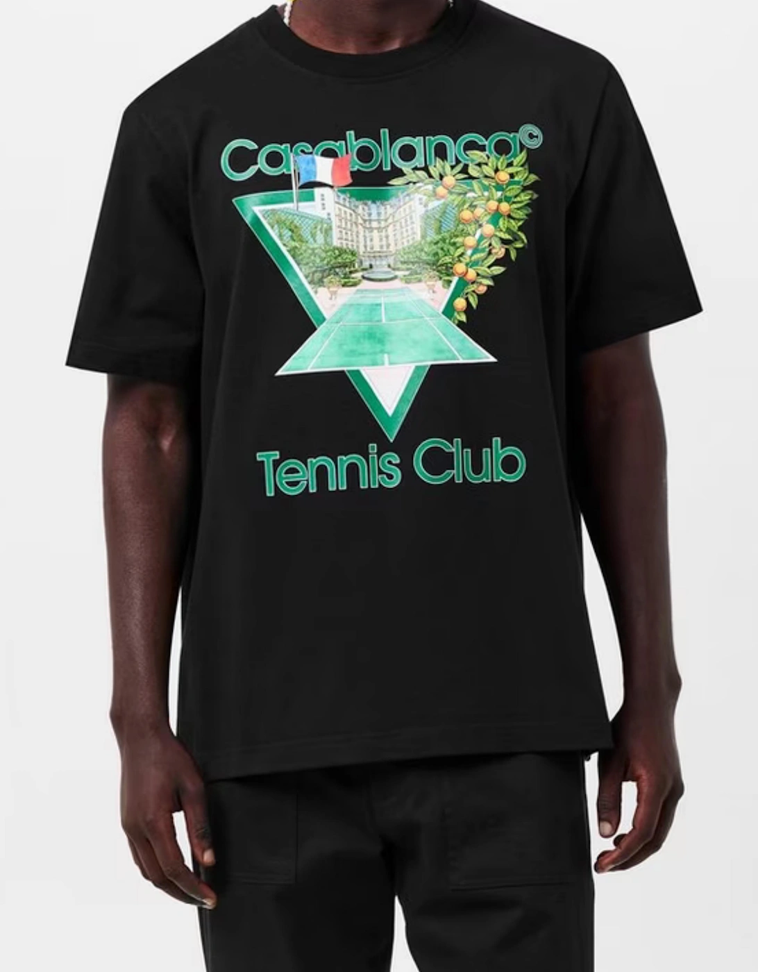 CASABLANCA TENNIS CLUB ICON TEE BLACK