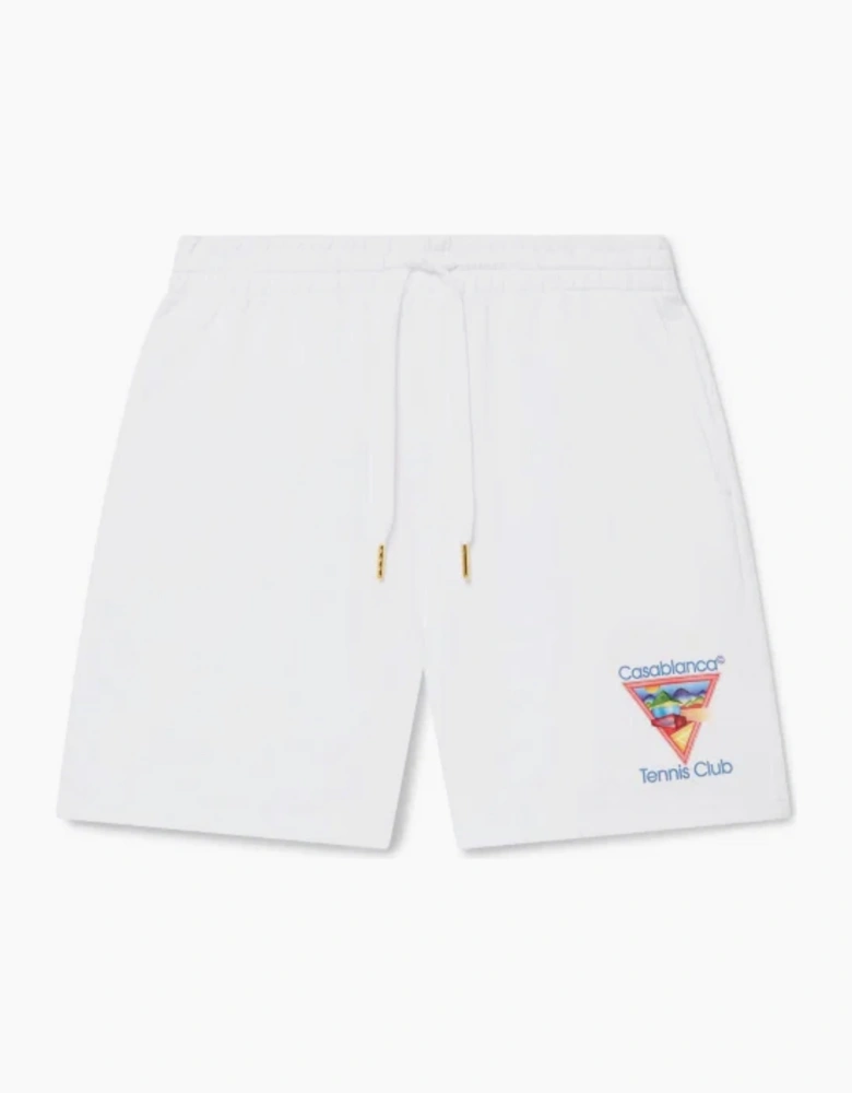CASABLANCA TENNIS CLUB ICON SWEAT SHORTS WHITE