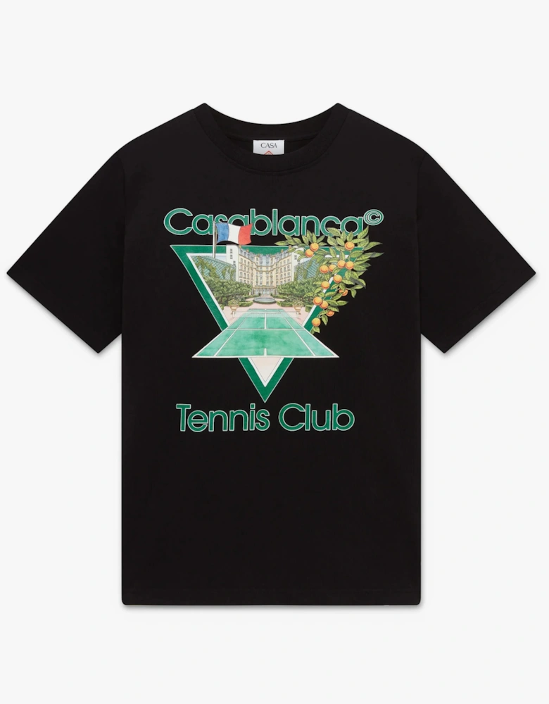 CASABLANCA TENNIS CLUB ICON TEE BLACK