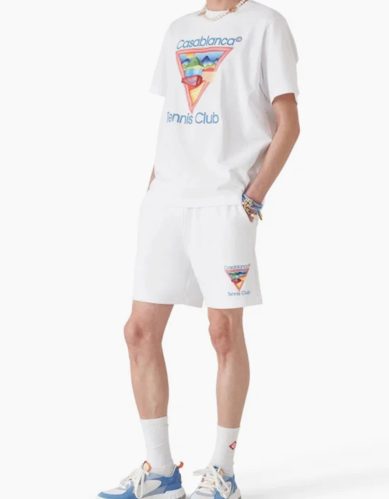 CASABLANCA TENNIS CLUB ICON SWEAT SHORTS WHITE