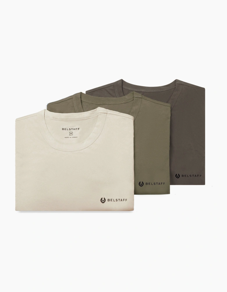 BELSTAFF 3 PACK T-SHIRT OLIVE/KHAKI/STONE
