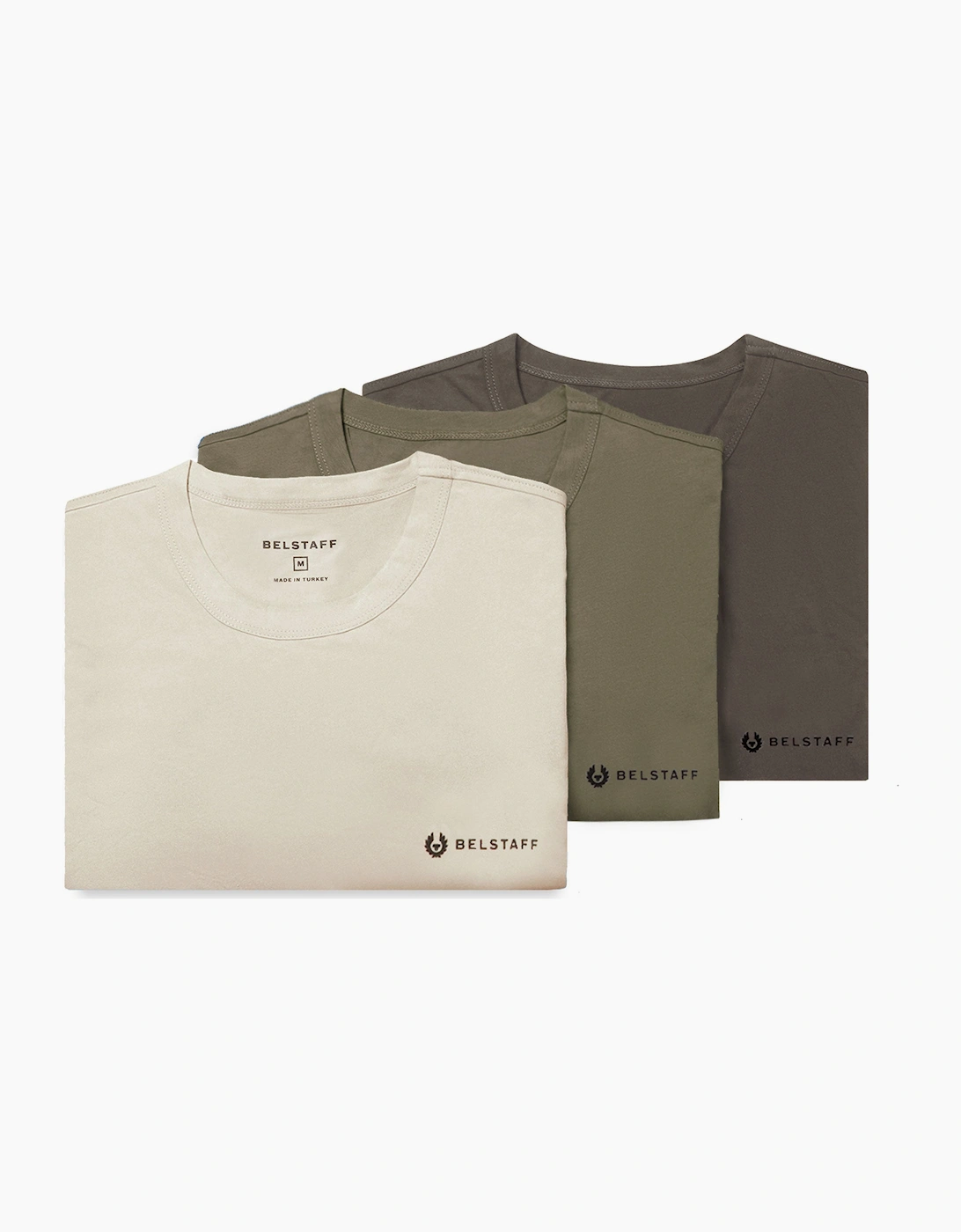 Belstaff Men's White 3 Pack T-Shirt Olive/Khaki/Stone - Size 40