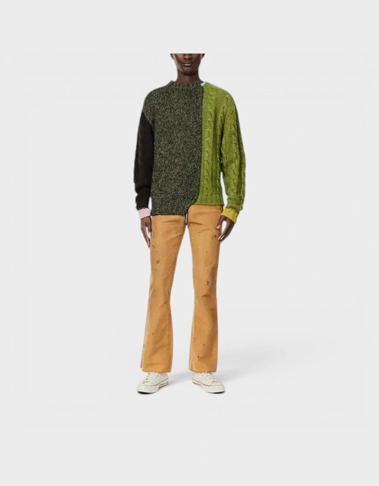 Broadway Paint Splatter Slim Fit Jeans Tan Brown