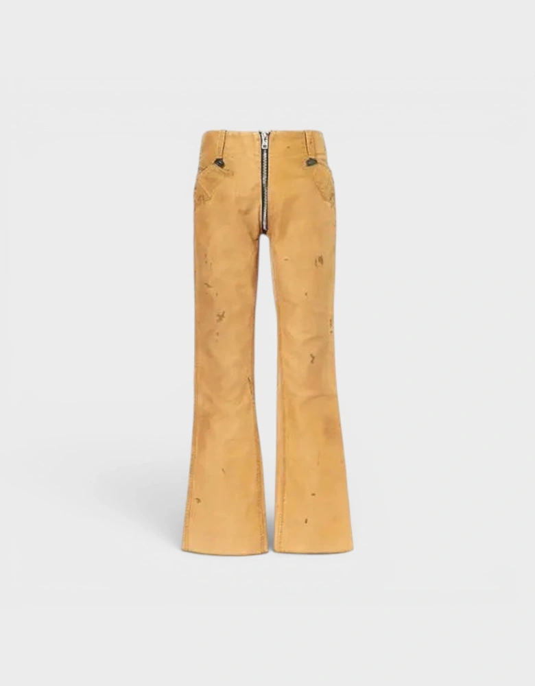 Broadway Paint Splatter Slim Fit Jeans Tan Brown