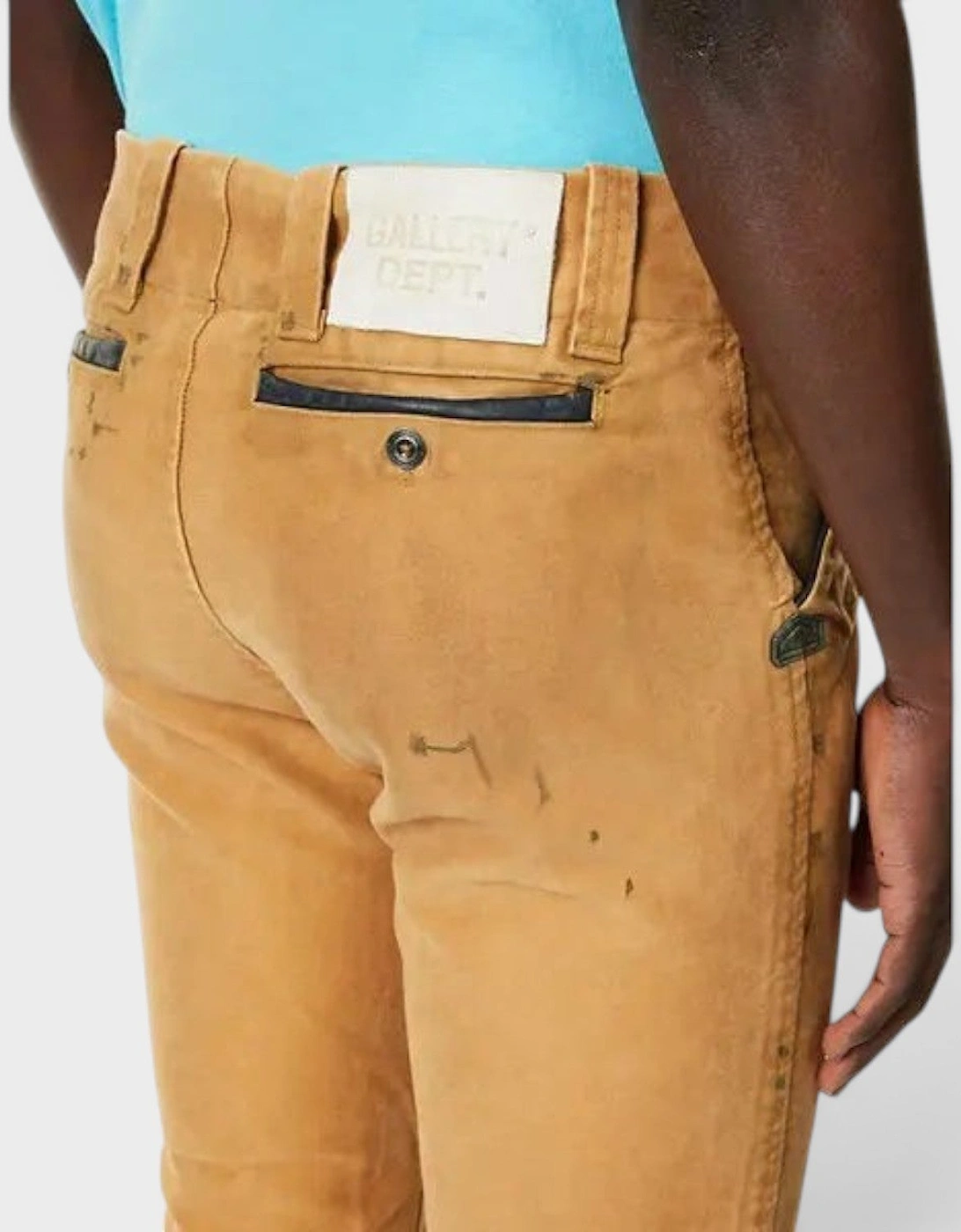 Broadway Paint Splatter Slim Fit Jeans Tan Brown