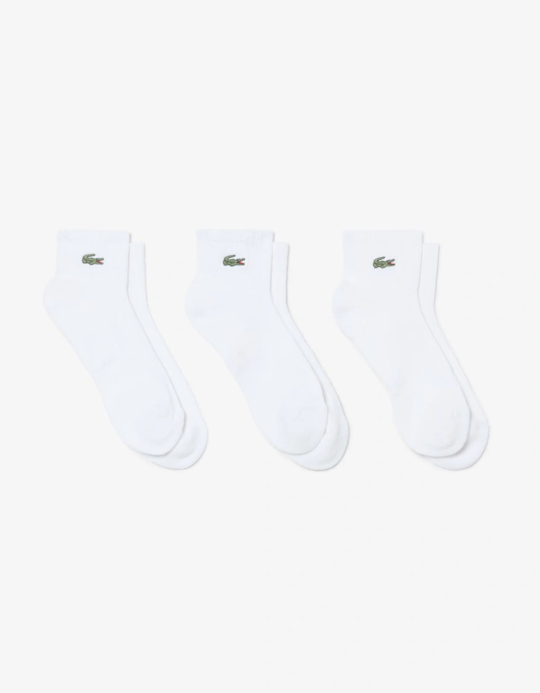 Lacoste 3-Pack Mid-Length Mens Sport Socks - White 001