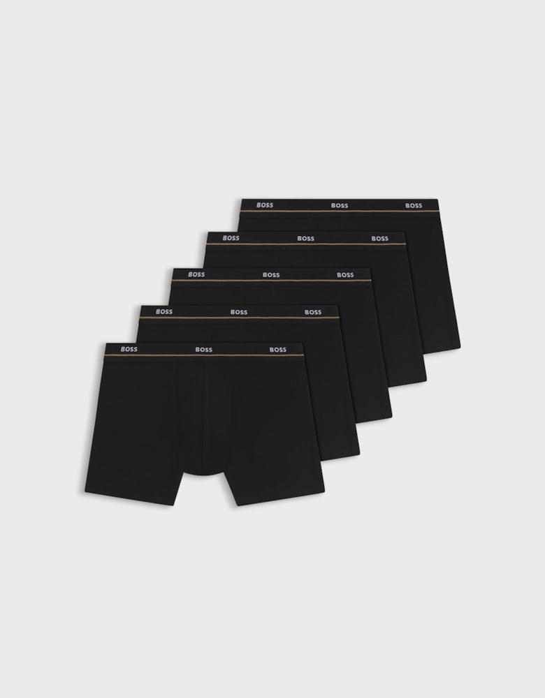 BOSS Orange Five-pack of logo-waistband stretch-cotton boxer briefs  - Black 001