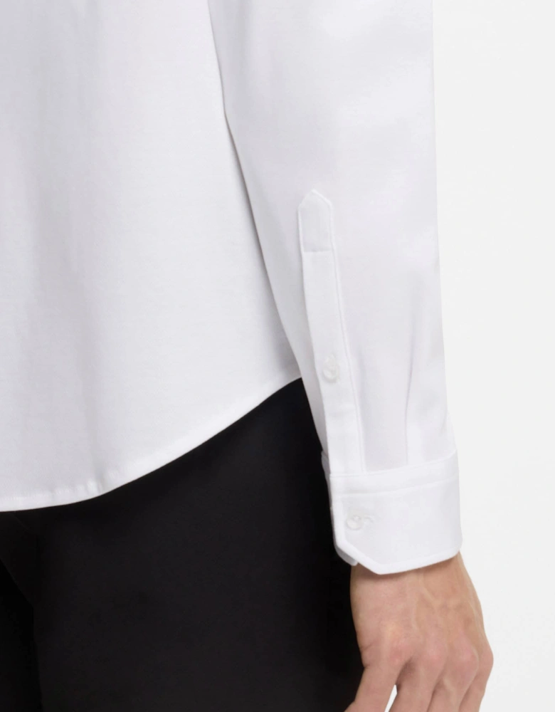 BOSS Green ST Motion Mens Long Sleeve shirt in cotton jersey with natural stretch - White 100