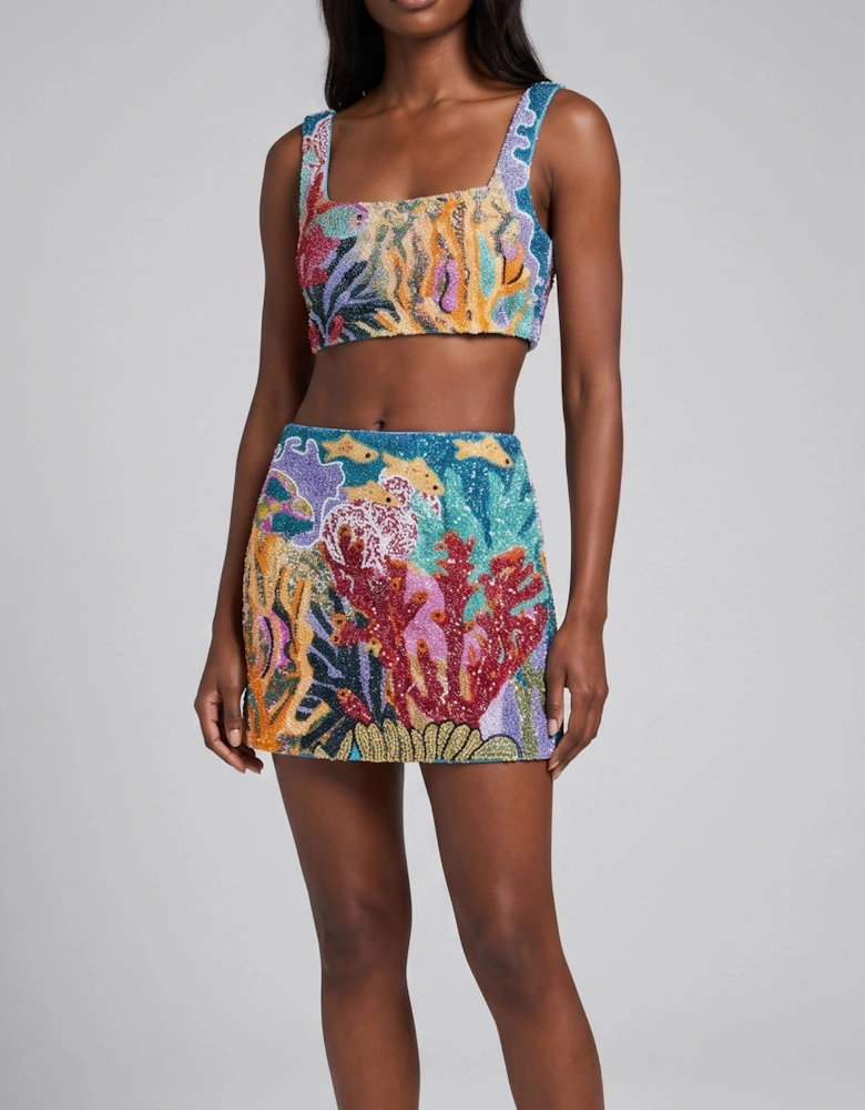 Coastal Blue Coral Co-ord Skirt