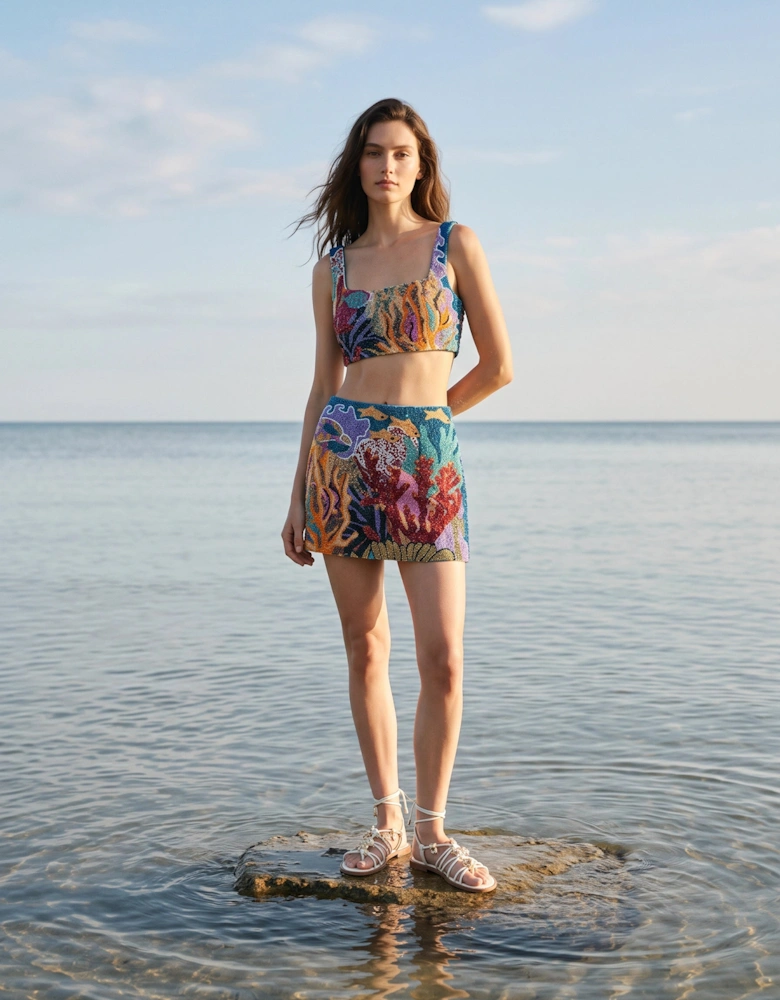 Coastal Blue Coral Co-ord Skirt