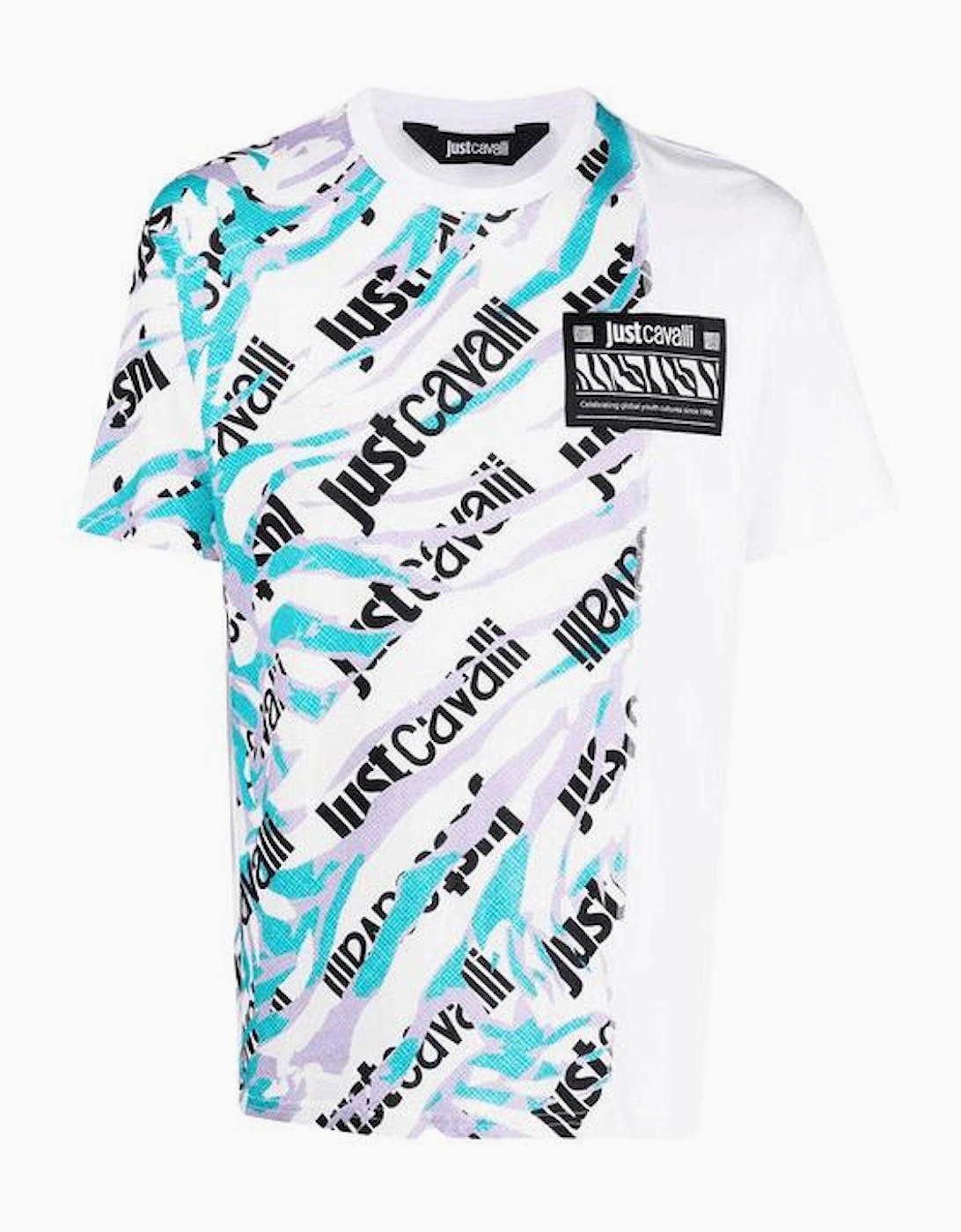 Camologo Cotton Allover Design White T-Shirt