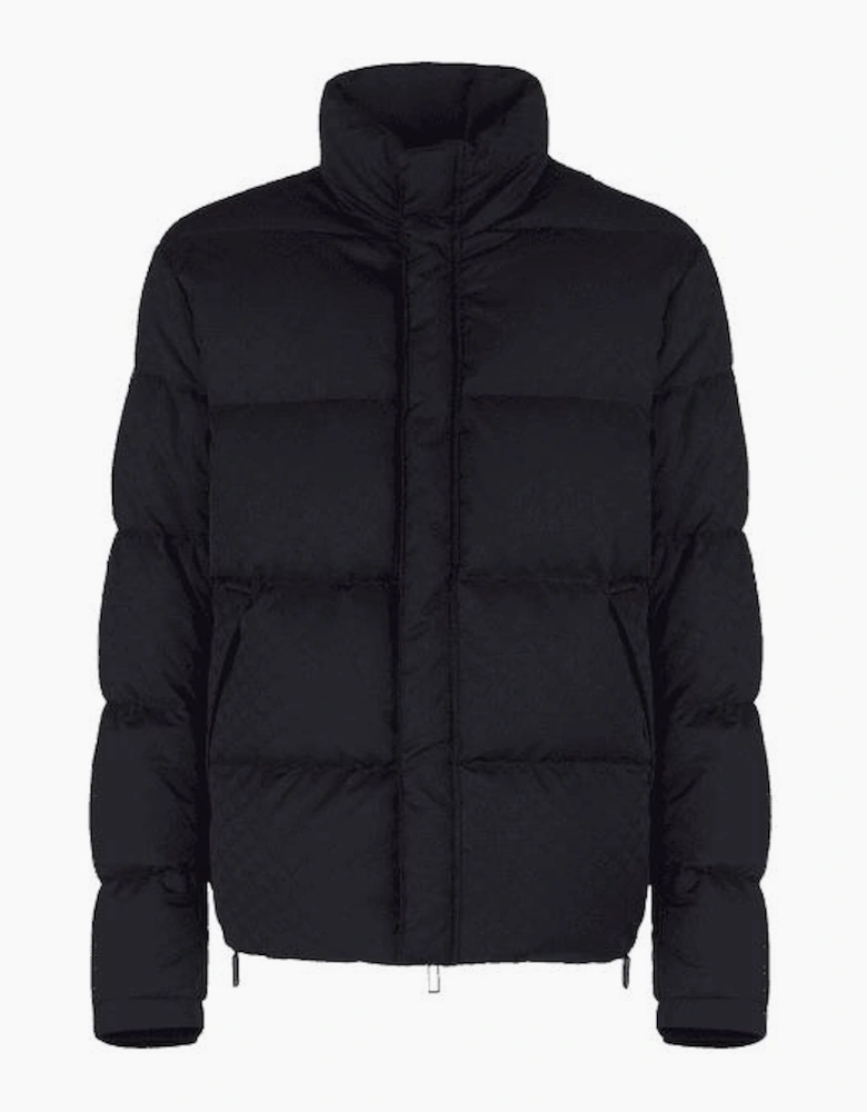 Allover Eagle Logo Quilted Navy Puffer Jacket