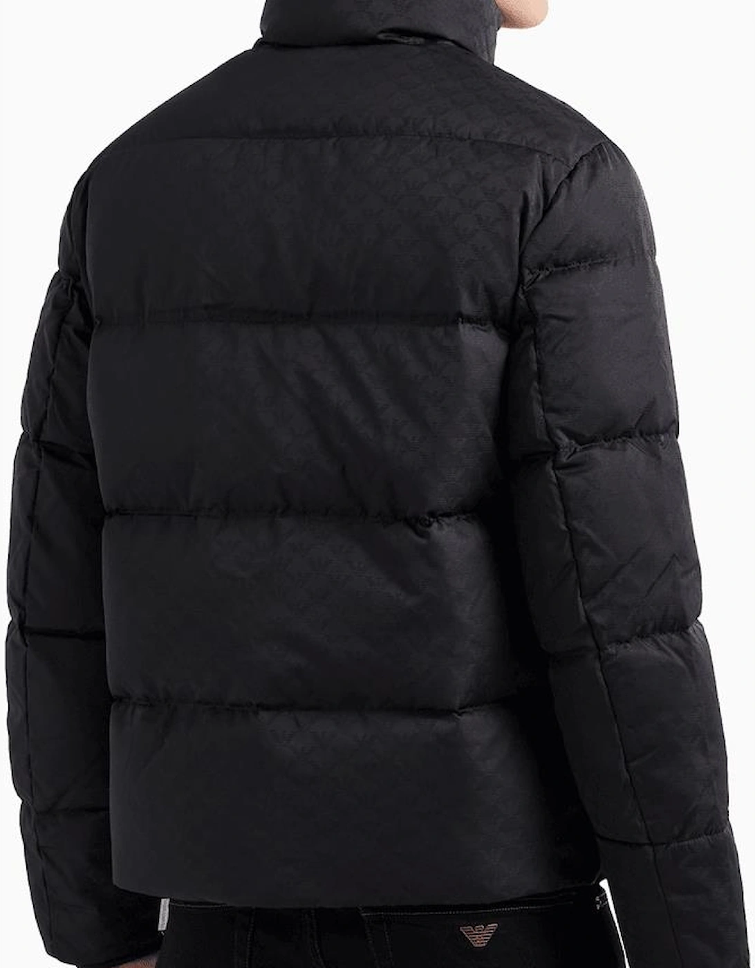 Allover Eagle Logo Quilted Navy Puffer Jacket