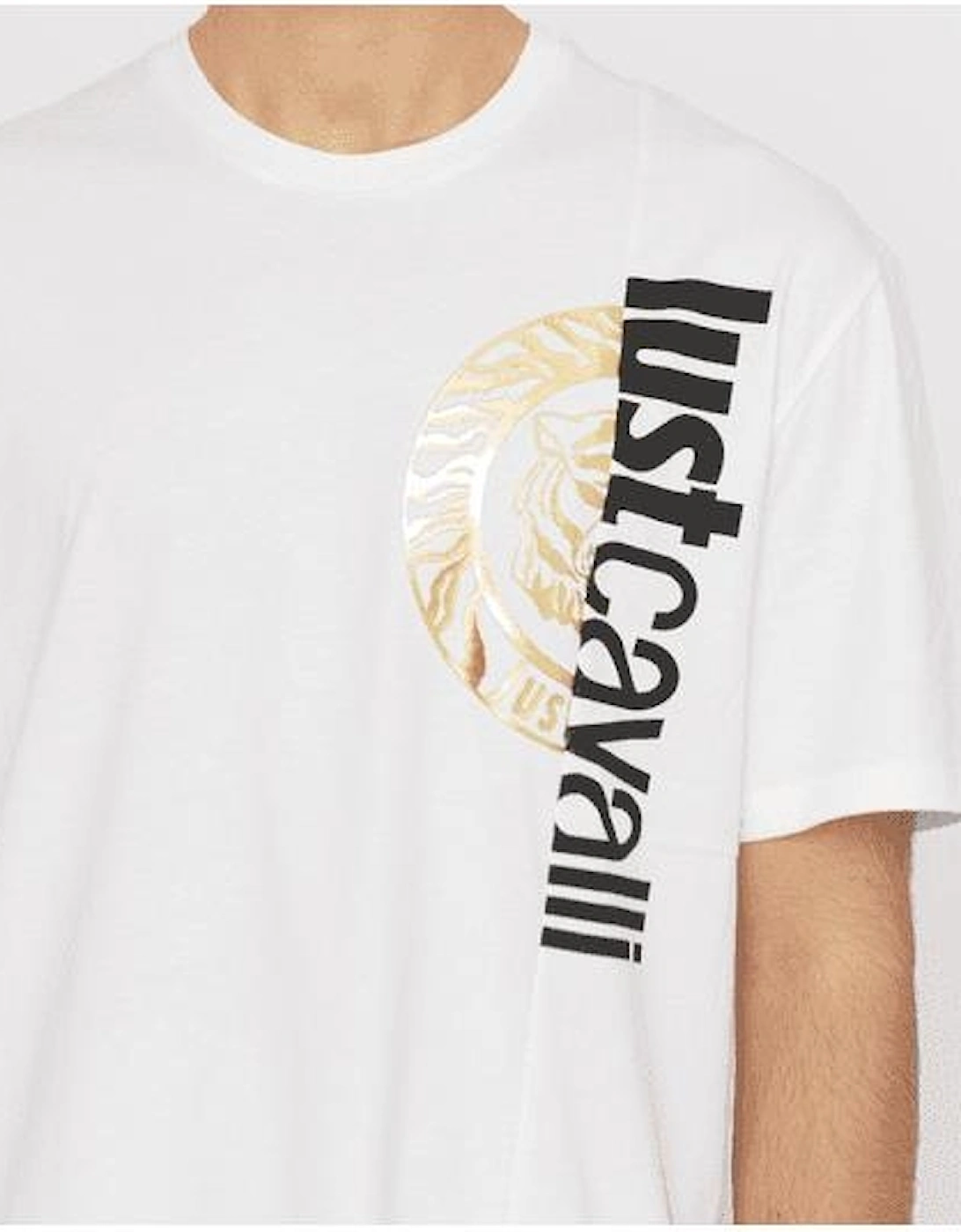 Split Logo Cotton White/Gold T-Shirt