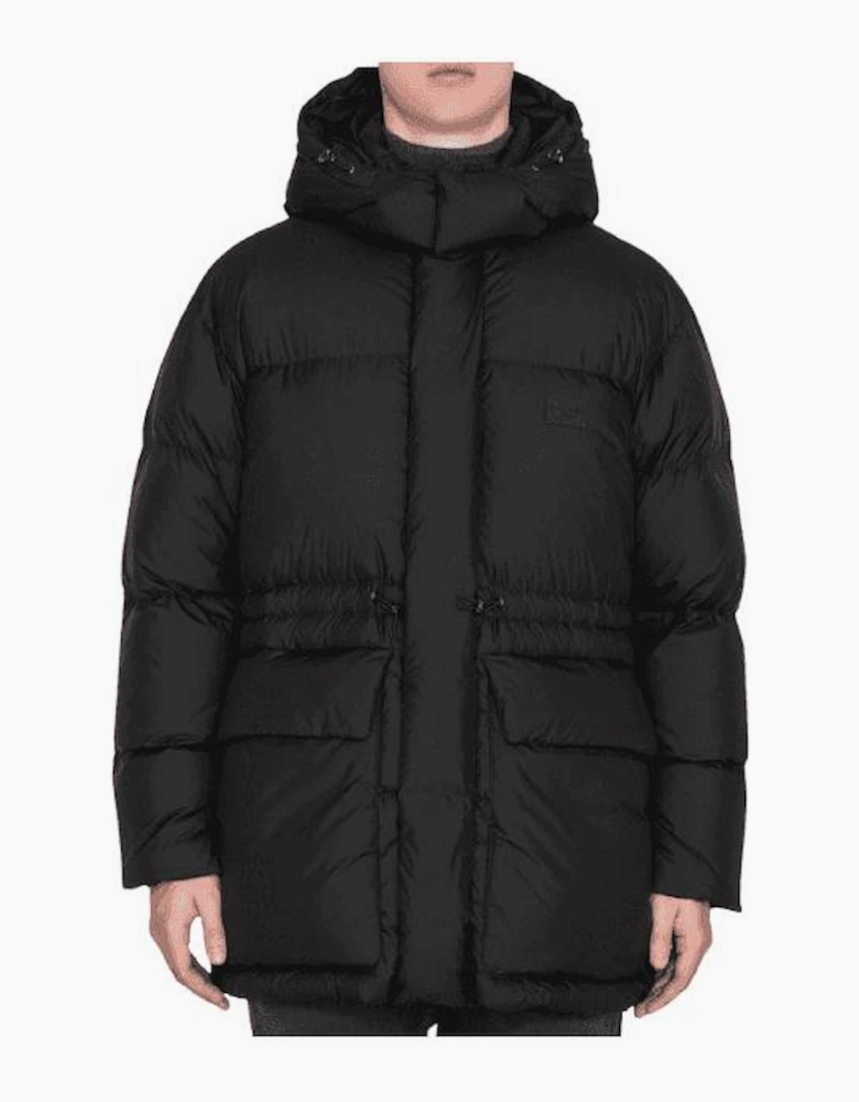 Patch Logo Black Nylon Puffer Jacket