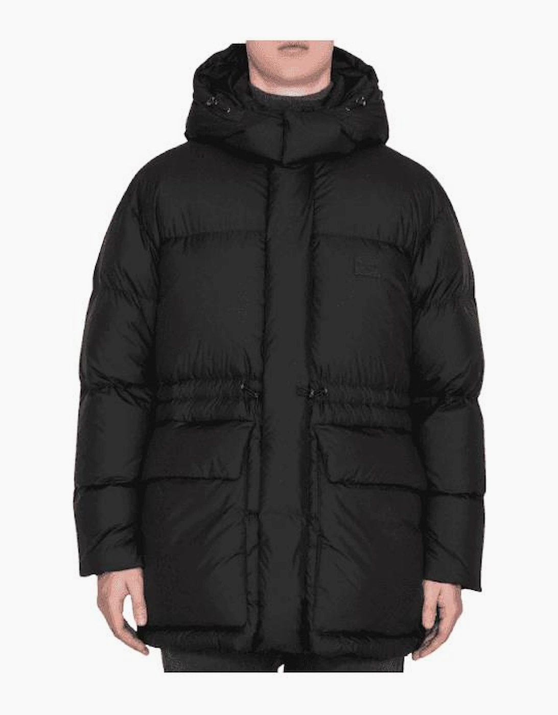 Patch Logo Black Nylon Puffer Jacket