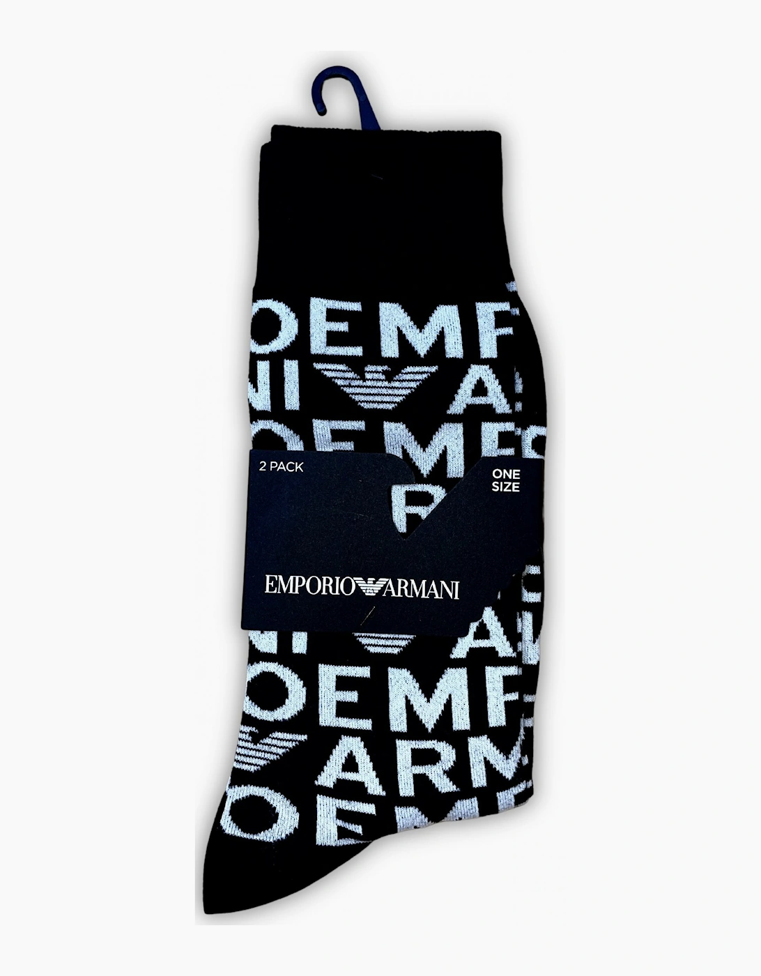 Cotton Black Allover Logo Knitted 2-Pack Socks