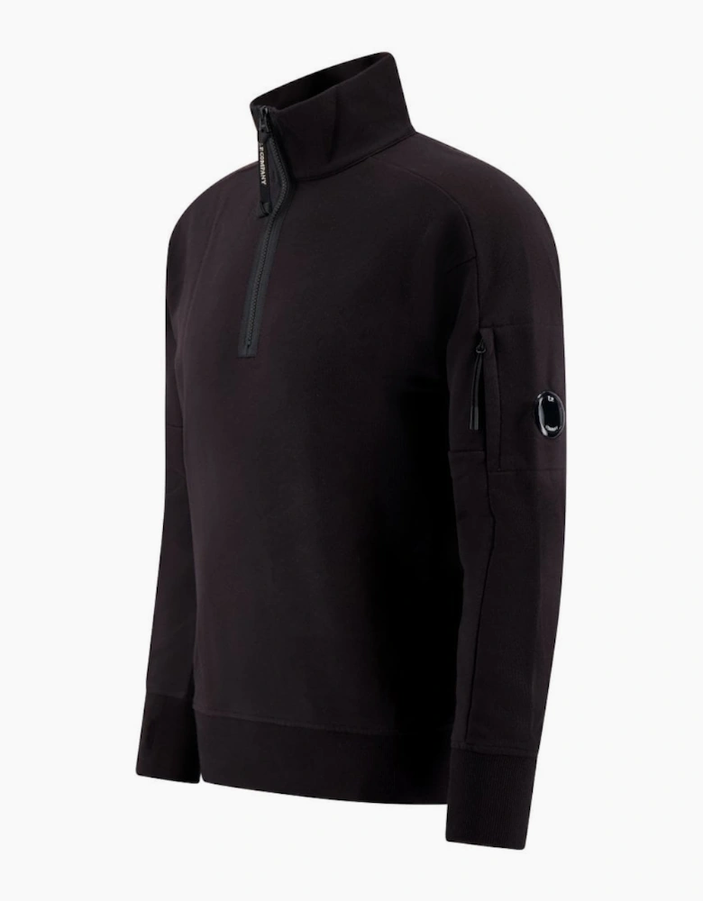Cotton Lens Logo Quarter Zip Black Sweatshirt