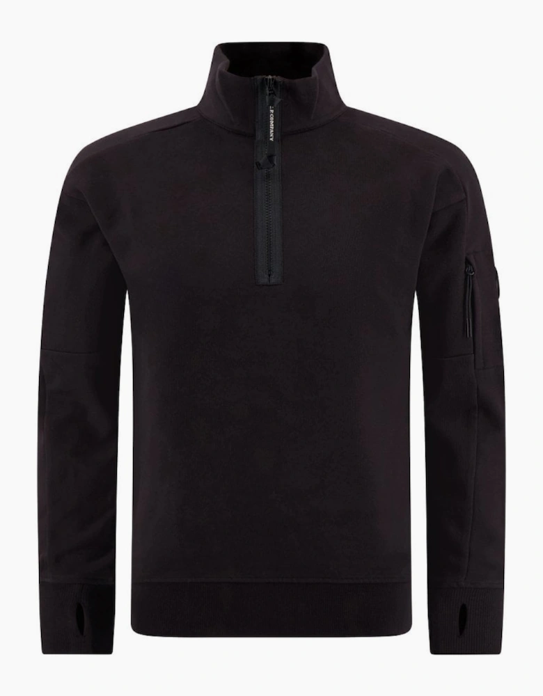 Cotton Lens Logo Quarter Zip Black Sweatshirt