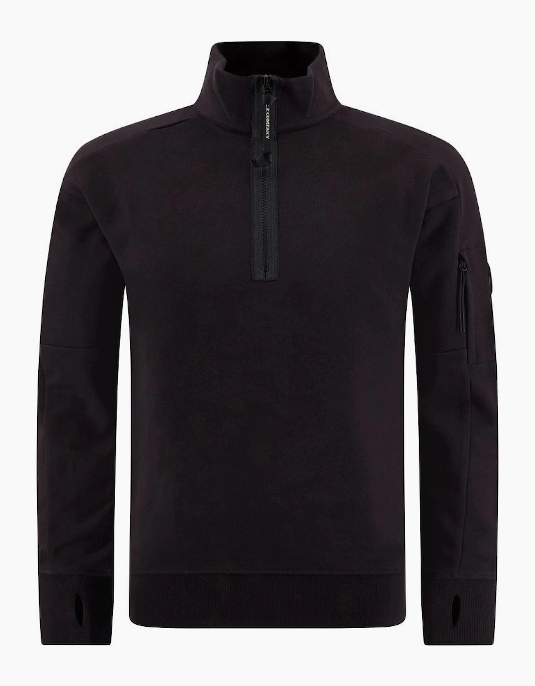 Cotton Lens Logo Quarter Zip Black Sweatshirt