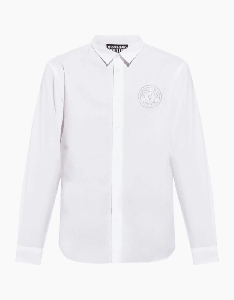 Cotton Printed V-Emblem Logo White/Gold Shirt