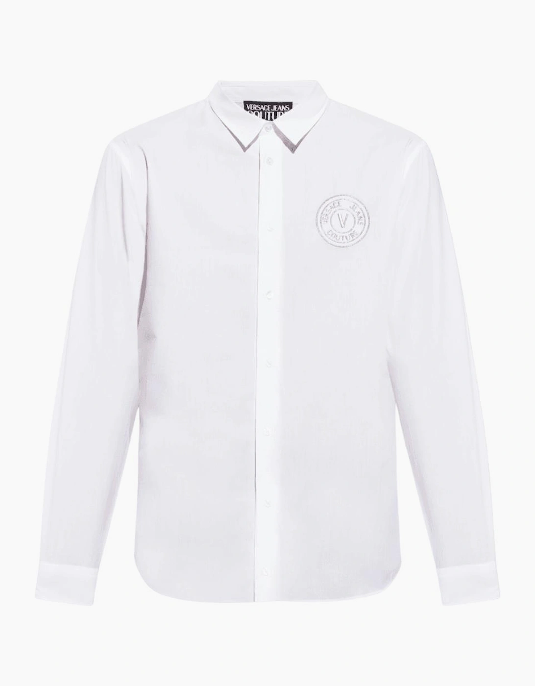 Cotton Printed V-Emblem Logo White/Gold Shirt