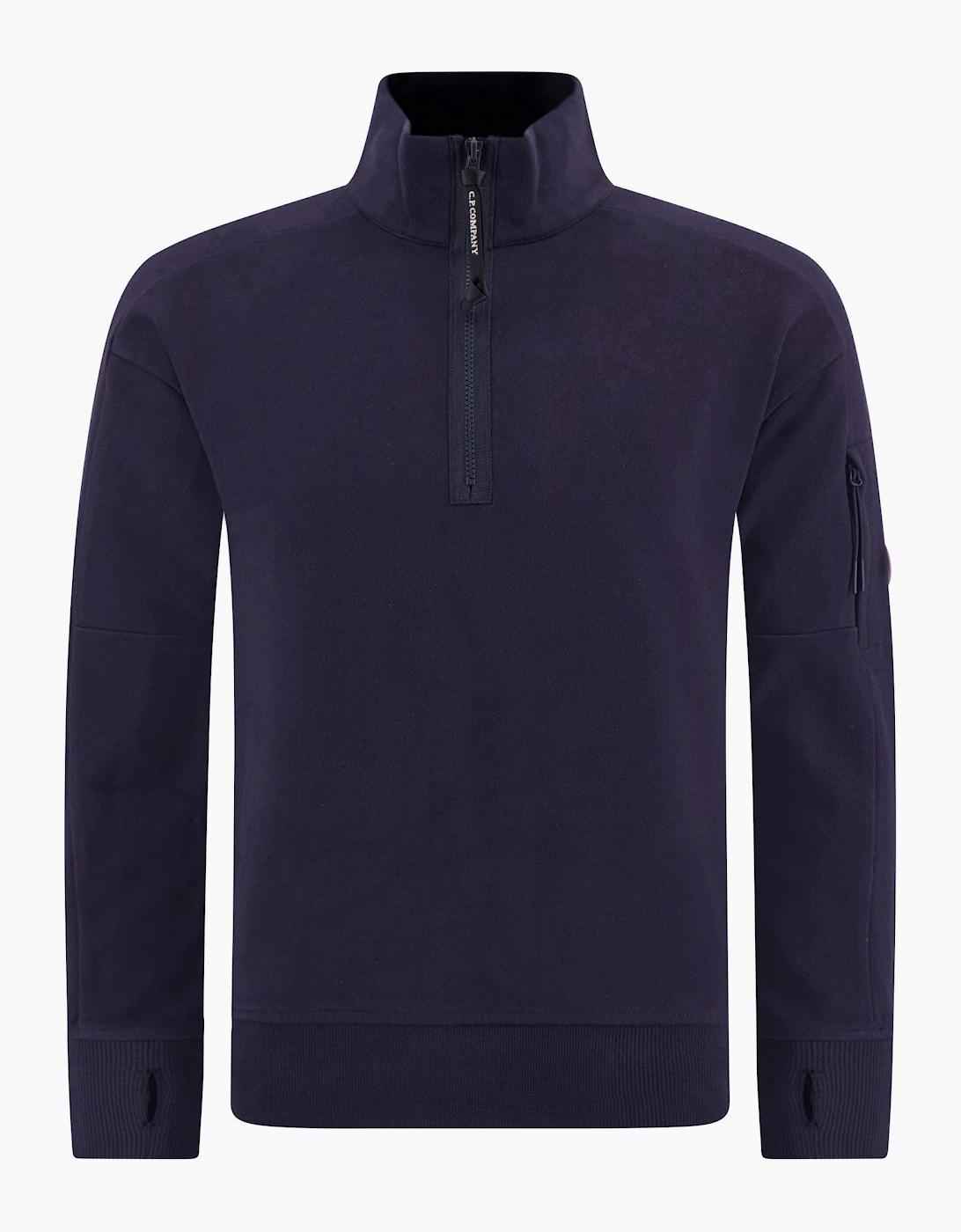 Cotton Lens Logo Quarter Zip Navy Sweatshirt