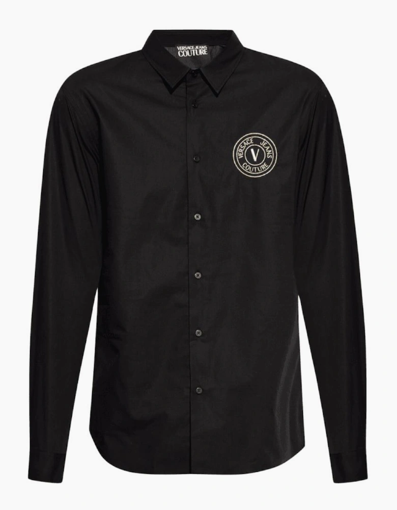 Cotton Printed V-Emblem Logo Black/Gold Shirt