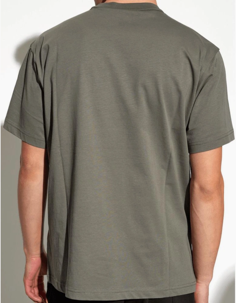 Cotton Mirrored Logo Khaki/Gold T-Shirt