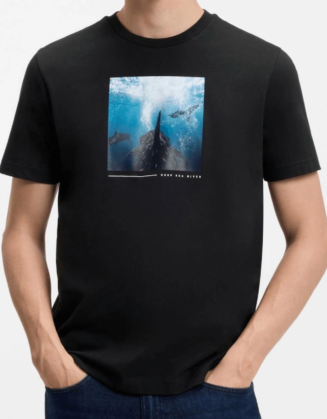 TEE_Creature Dolphin Graphic Black T-Shirt