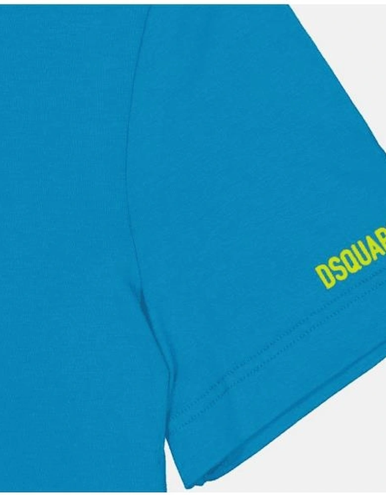 Cotton Print Logo Blue T-Shirt