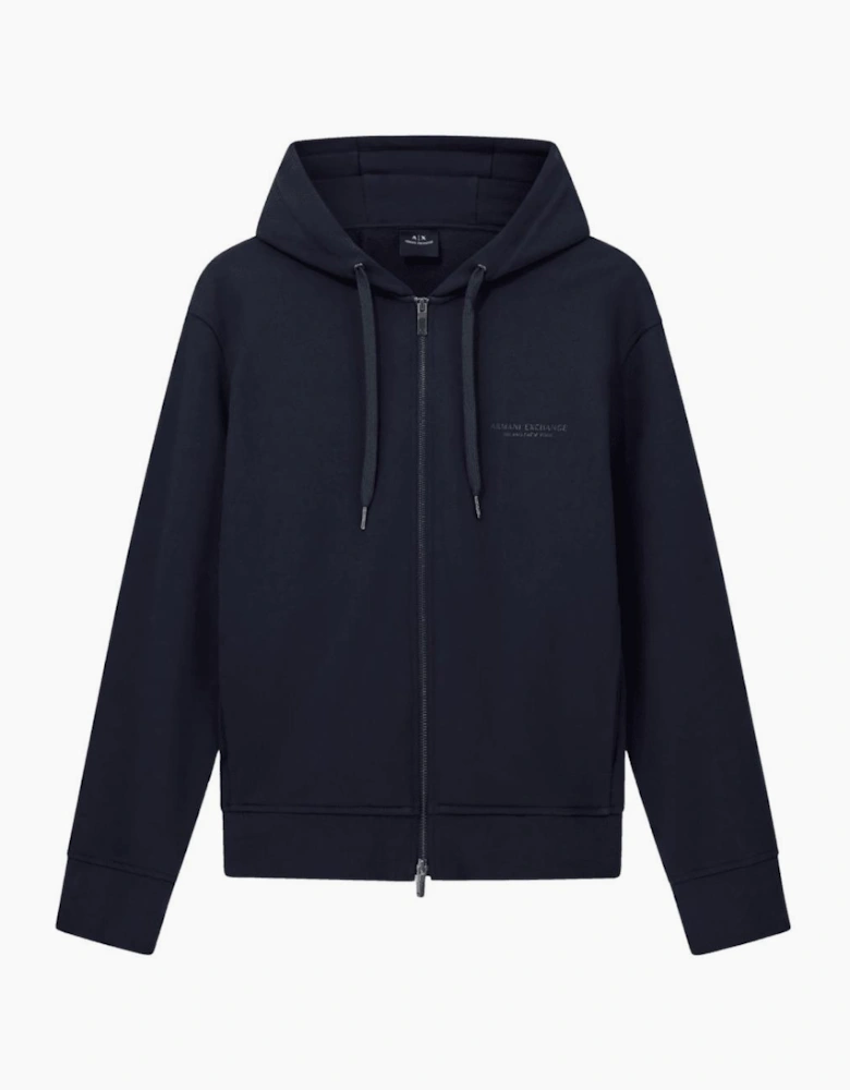 Cotton Tonal Logo Navy Zip Hooded Tracksuit