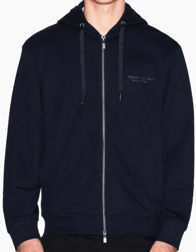 Cotton Tonal Logo Navy Zip Hooded Tracksuit