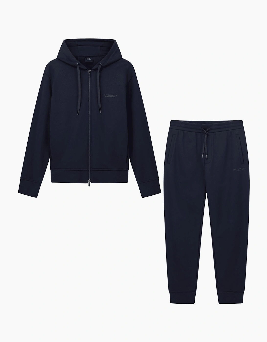 Cotton Tonal Logo Navy Zip Hooded Tracksuit