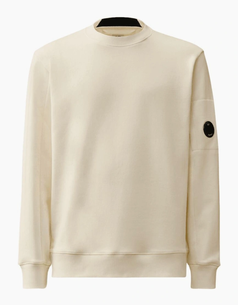 Cotton Lens Logo Crew Neck Beige Sweatshirt
