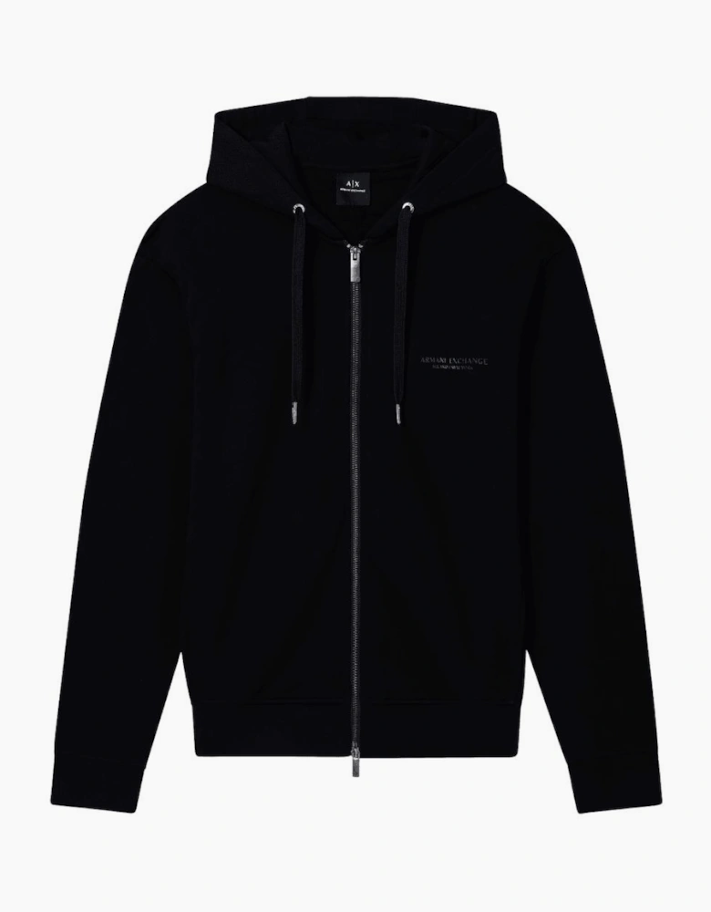 Cotton Tonal Logo Black Zip Hooded Tracksuit