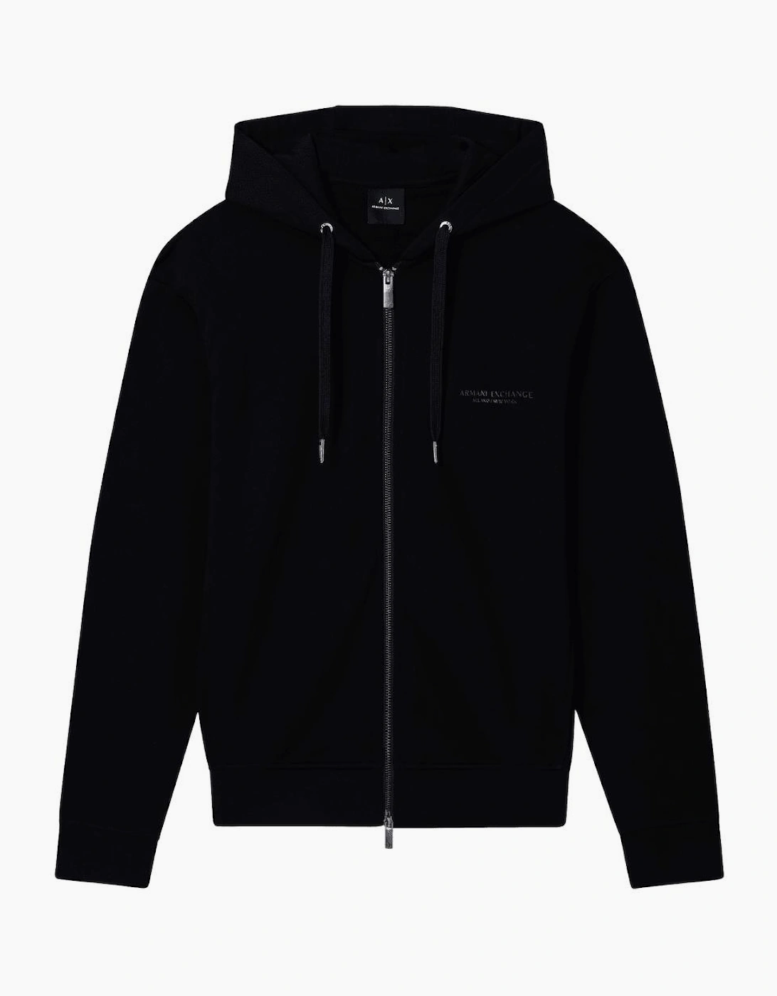 Cotton Tonal Logo Black Zip Hooded Tracksuit
