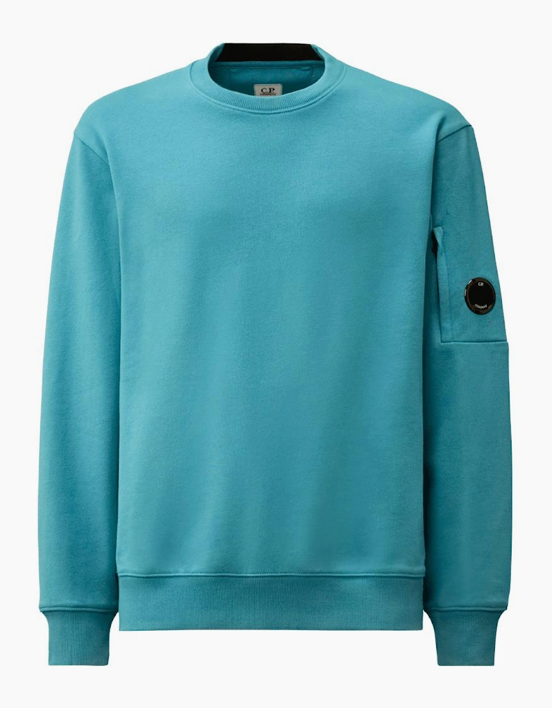 Cotton Lens Logo Crew Neck Turqoise Sweatshirt