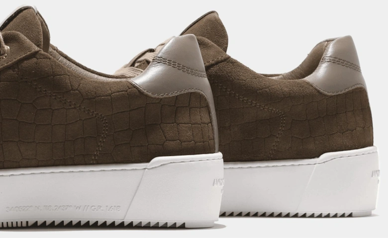 Zuma Caiman Croc Brown Suede Trainer