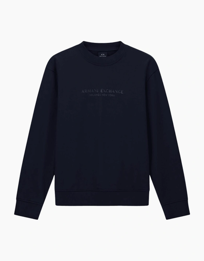 Rubberised Tonal Logo Navy Sweatshirt