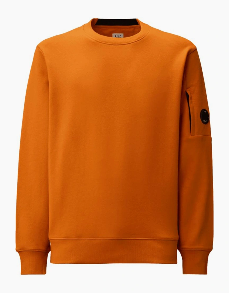 Cotton Lens Logo Crew Neck Orange Sweatshirt