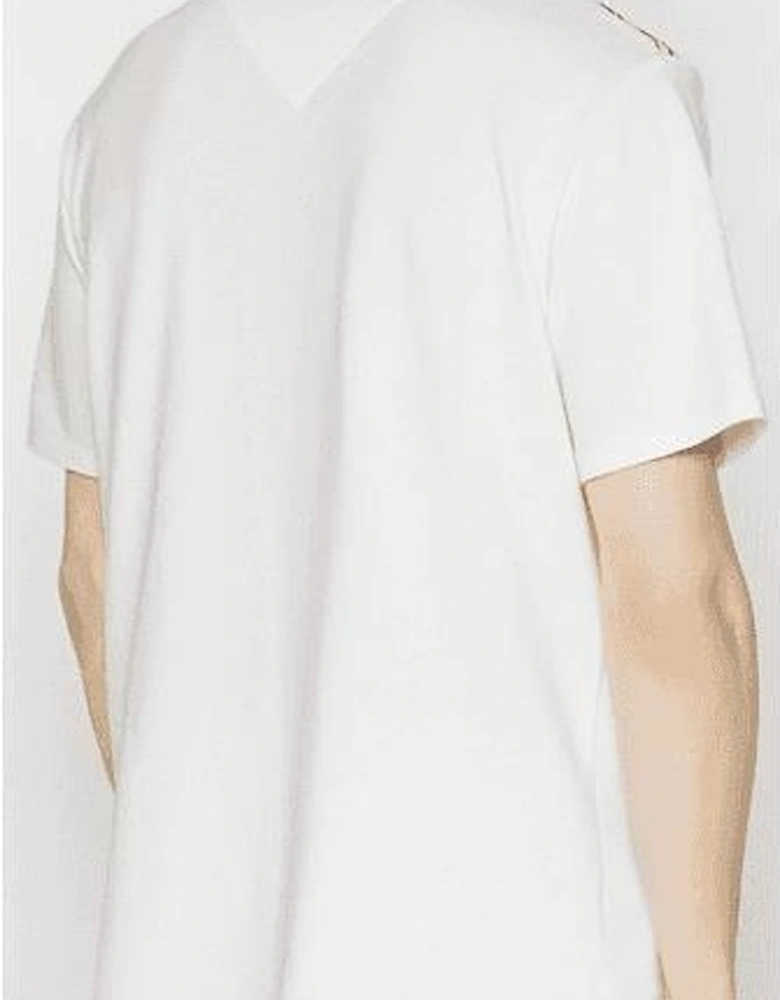 Cotton Shoulder Print White Polo Shirt