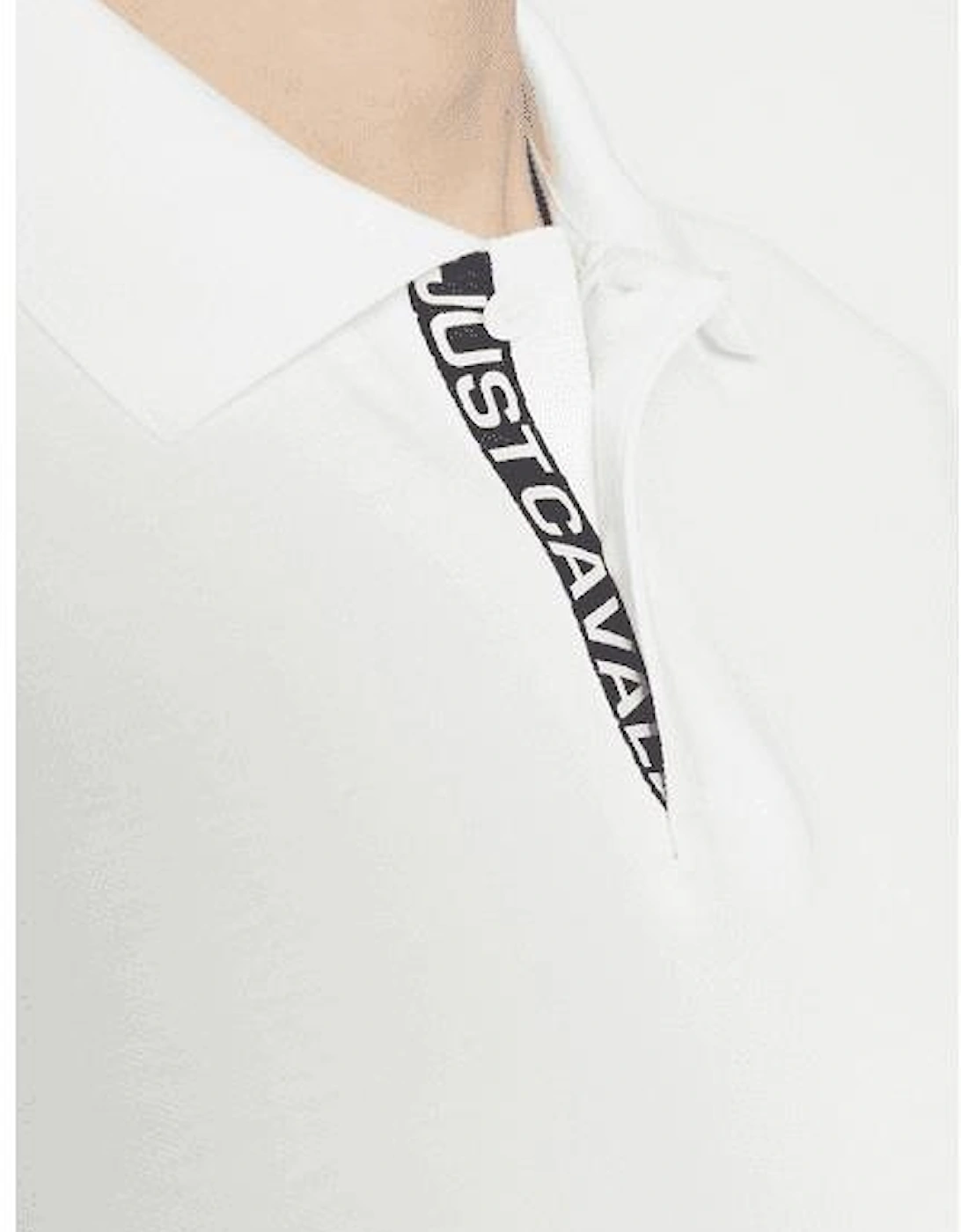 Cotton Shoulder Print White Polo Shirt