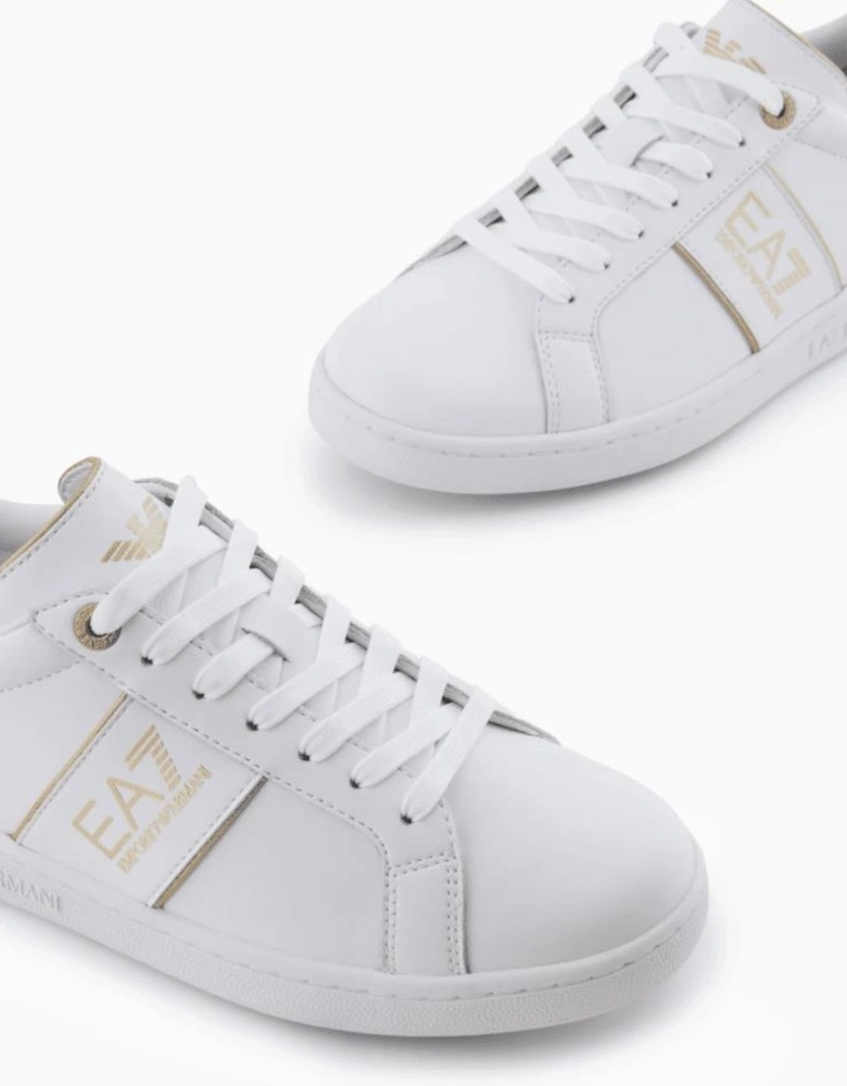 Lace Up White/Gold Leather Trainer
